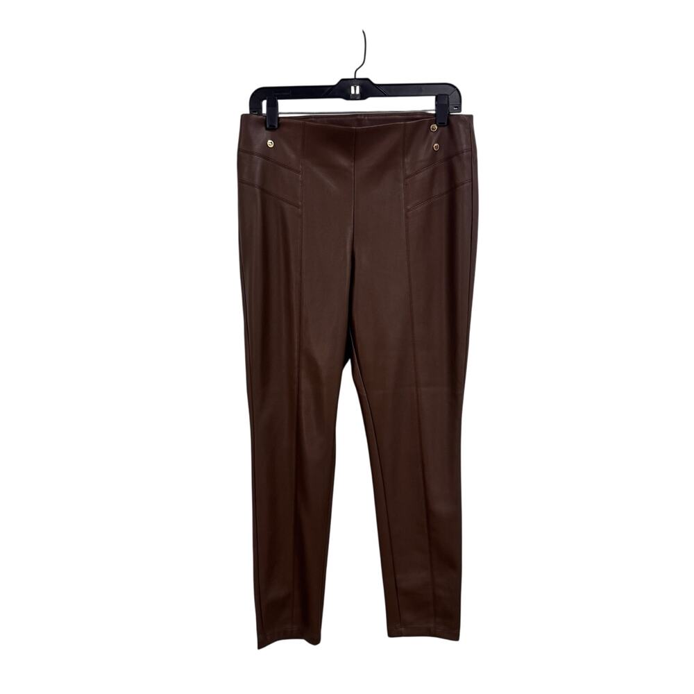Marc New York Straight Leg Faux Leather Pants Brown Womens Medium